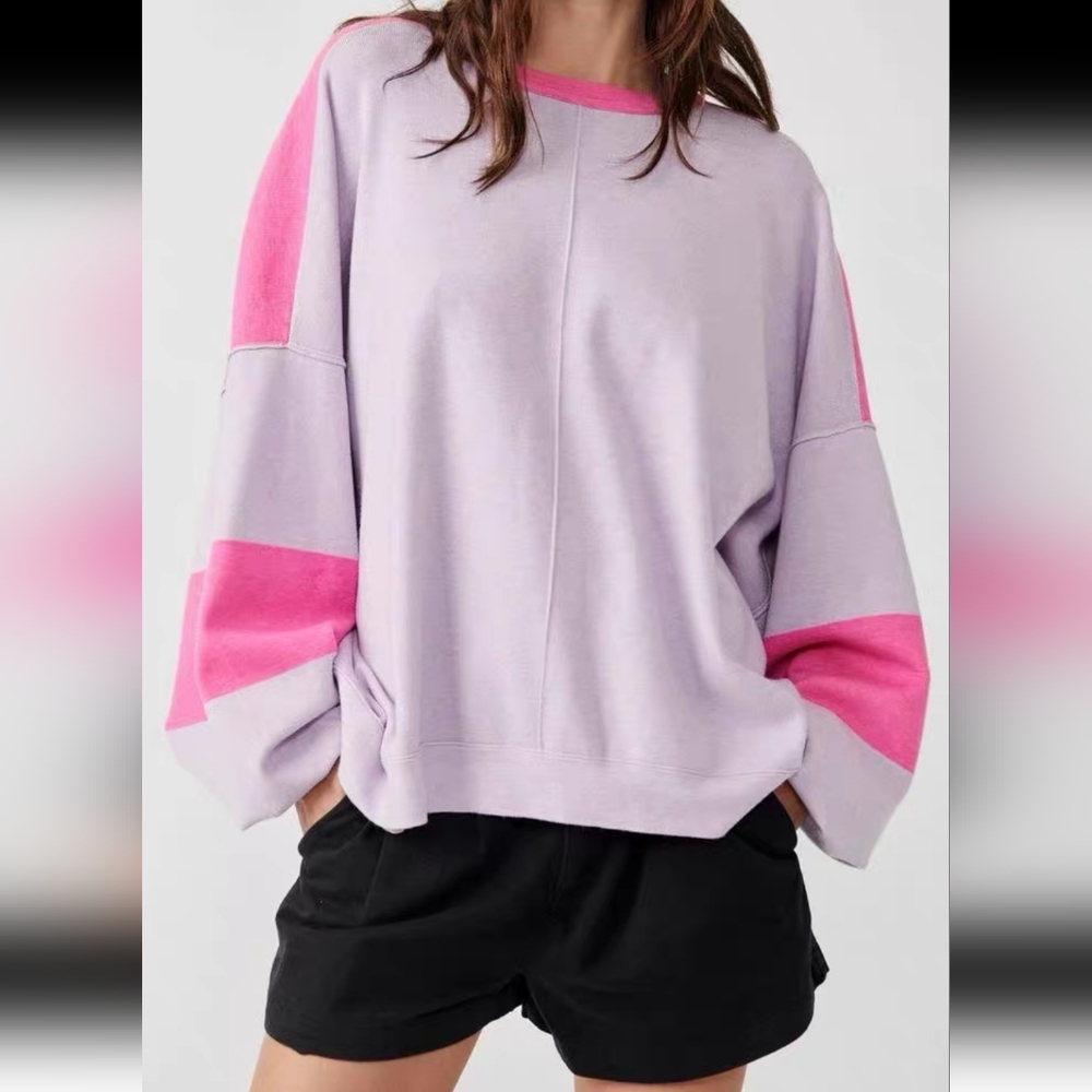 Free People Lavender and Fuchsia Sweater Size S